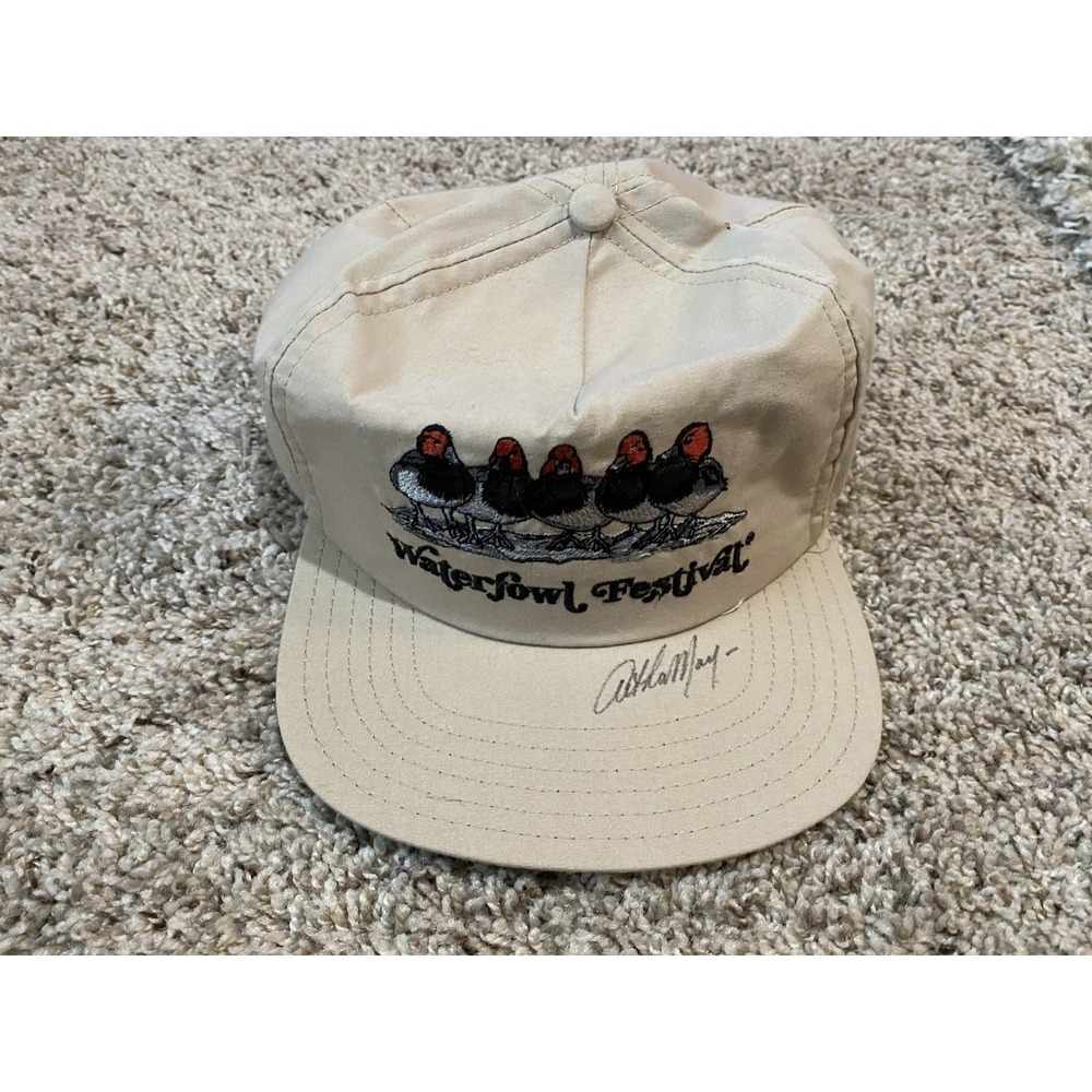 Vintage Waterfowl Festival Snapback Hat Tan Duck Embroidery Made in USA Signed